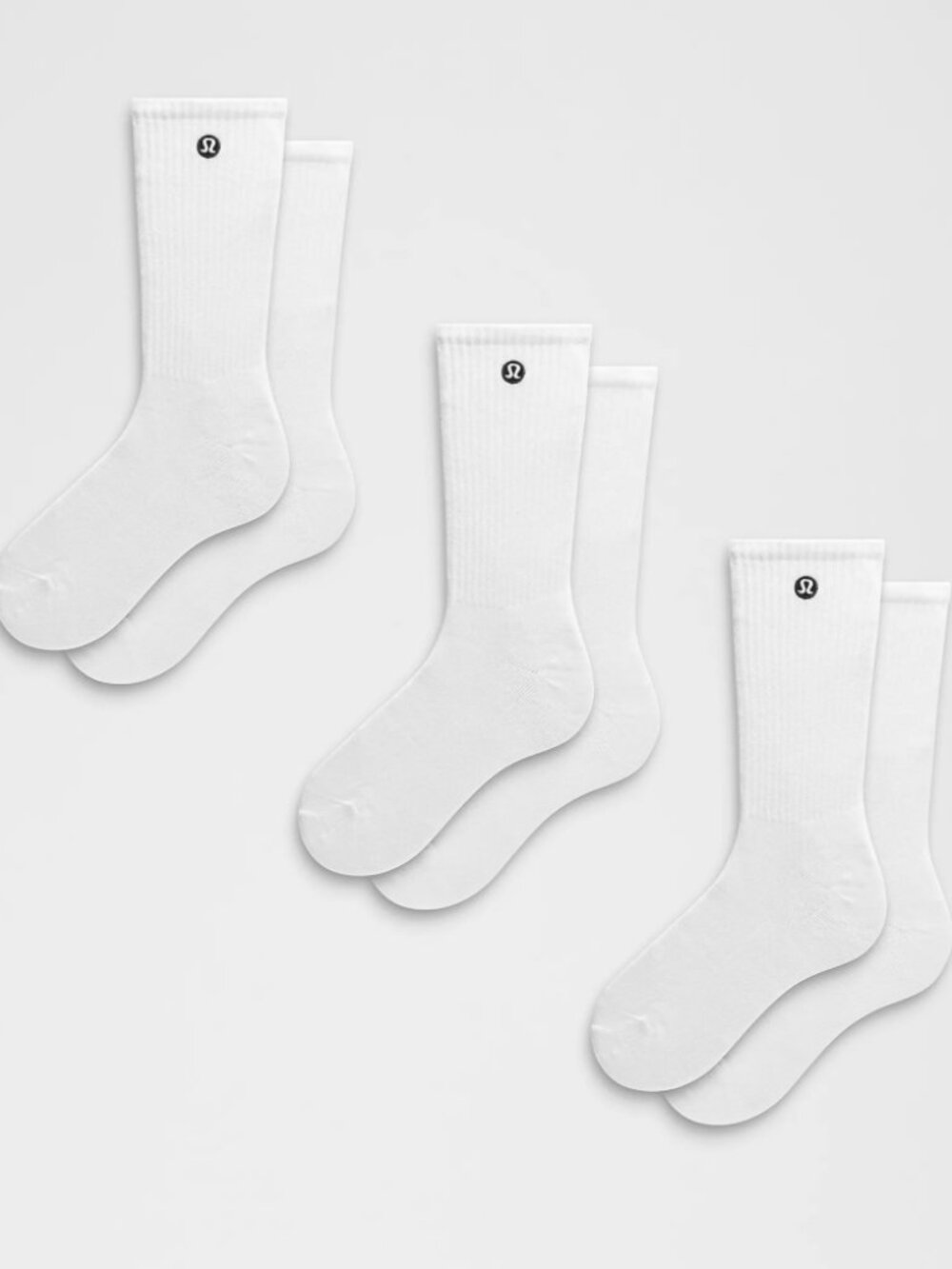 Lululemon Daily Essentials Socks 3 Pack Sz Medium White
